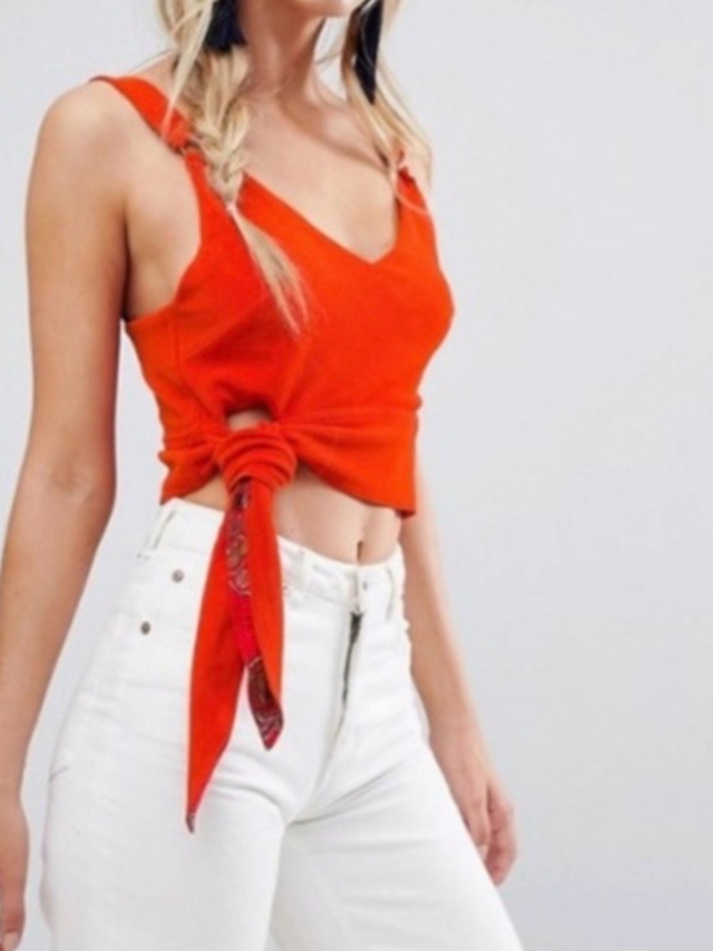 Free People Red Tie-Front Crop Tank XS